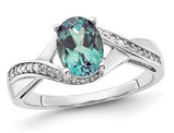 1.25 Carat (ctw) Oval Cut Lab-Created Alexandrite Ring in Sterling Silver with Diamonds